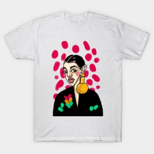 Portrait of woman with dots | fashion illustration T-Shirt